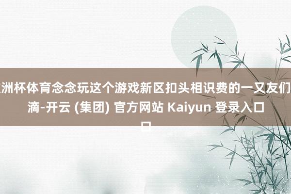欧洲杯体育念念玩这个游戏新区扣头相识费的一又友们滴滴-开云 