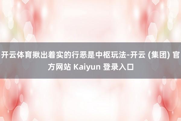开云体育揪出着实的行恶是中枢玩法-开云 (集团) 官方网站 Kaiyun 登录入口