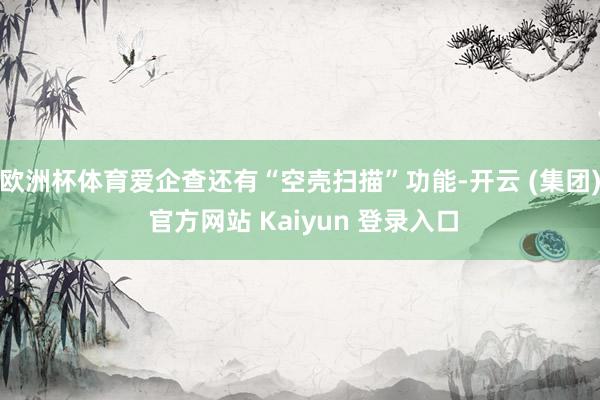 欧洲杯体育爱企查还有“空壳扫描”功能-开云 (集团) 官方网站 Kaiyun 登录入口