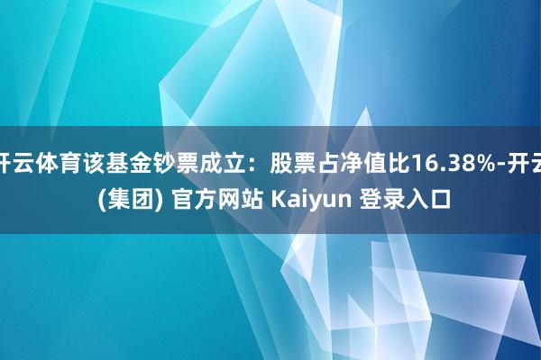 开云体育该基金钞票成立：股票占净值比16.38%-开云 (集团) 官方网站 Kaiyun 登录入口