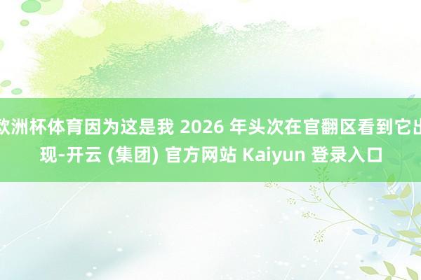 欧洲杯体育因为这是我 2026 年头次在官翻区看到它出现-开