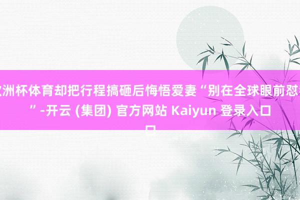 欧洲杯体育却把行程搞砸后悔悟爱妻“别在全球眼前怼我”-开云 