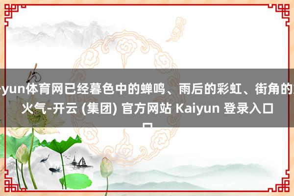 开yun体育网已经暮色中的蝉鸣、雨后的彩虹、街角的炊火气-开