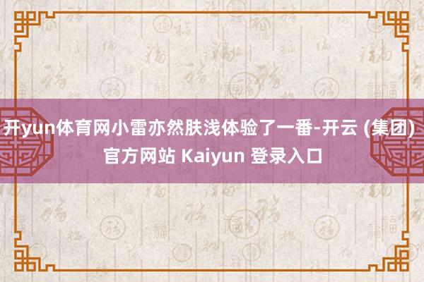 开yun体育网小雷亦然肤浅体验了一番-开云 (集团) 官方网站 Kaiyun 登录入口
