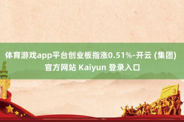 体育游戏app平台创业板指涨0.51%-开云 (集团) 官方