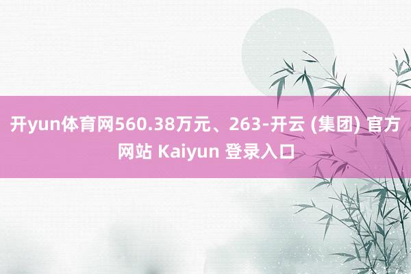 开yun体育网560.38万元、263-开云 (集团) 官方